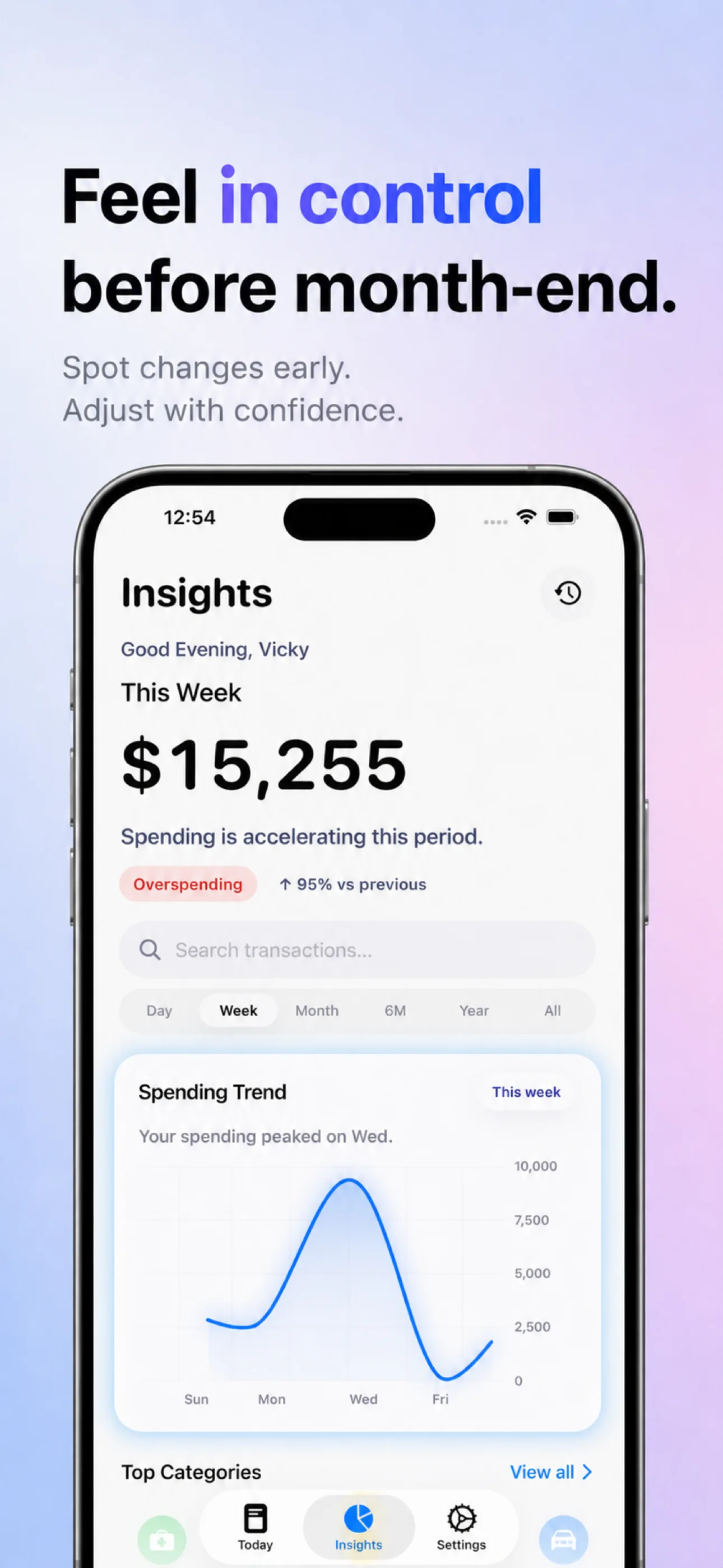 SpendLoop dashboard for daily spending control